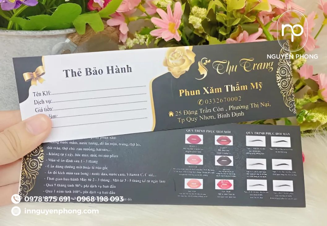 mẫu thẻ bảo hành phun xăm ấn tượng